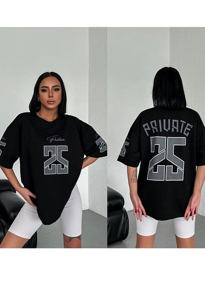 ESSFASIHON Unisex Λεπτομέρεια εκτύπωσης Oversize T-Shirt