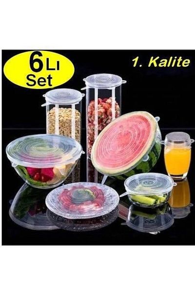 BarkoFix 6-Piece Silicone Stretch Cover Food Cap Transparent Silicone Cap Storage Container Cap Storage Container Cap