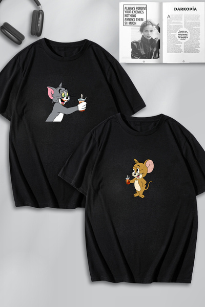 macklin Unisex Femei Bărbați Tom și Jerry Tea Printed Lover Cuplu Combinație ...