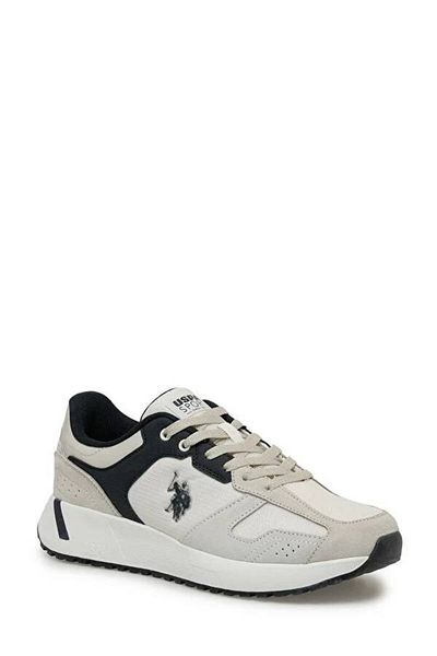 U.S. Polo Assn. أ101502095101502095 بيتر سو 4Fx الولايات المتحدة بولو أسنحذاء رياضي رجالي بيج/أزرق داكن