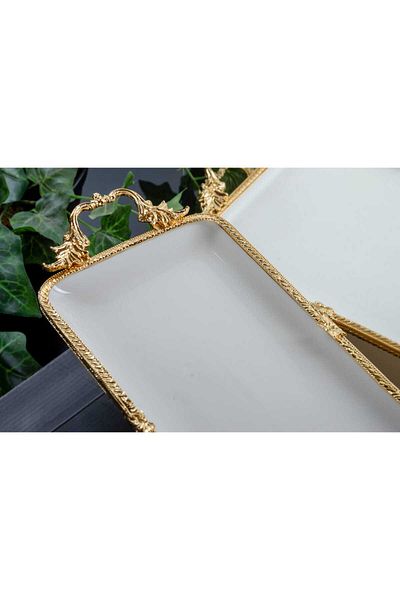 MaviDamla 3 PIECES CASTED LEG PORCELAIN PRESENT SET CASTED EDGE MOTIFIED GOLD