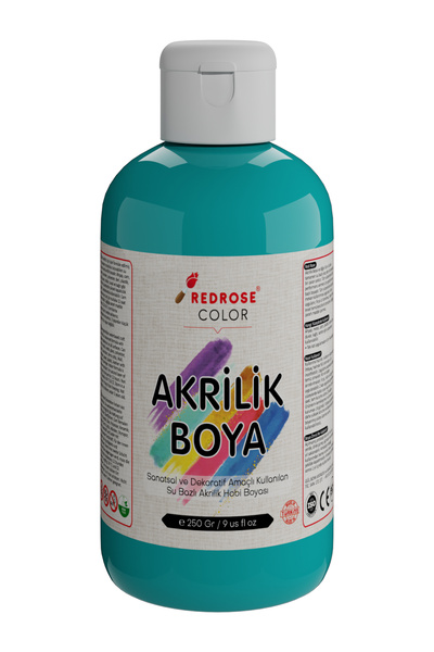 REDROSE COLOR Turkuaz Akrilik Boya 250gr Sanatsal, Dekoratif, Hobi Amaçlı, Ca...