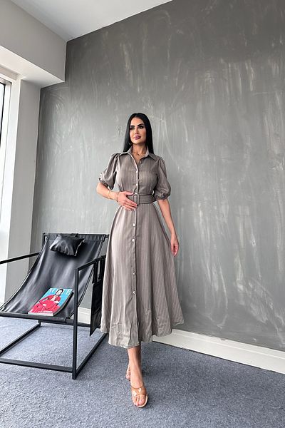 kamacibutik Лятна рокля на райета с яка и колан
