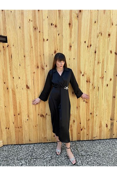 ELİSA Waist Buckle Satin Dress
