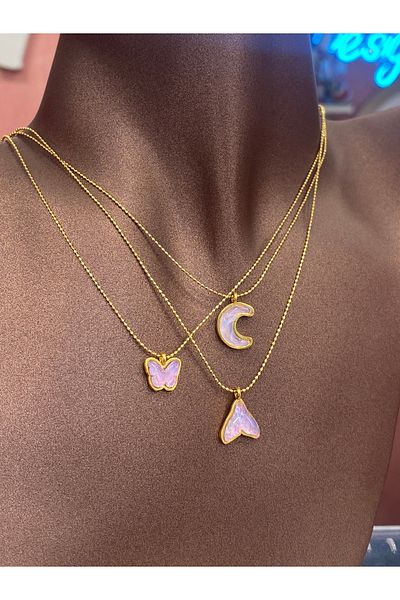 Nurşah Özcan Store Hologram Pink Jewelled Choker Necklace