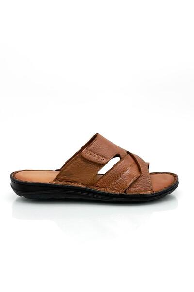 Moda Lalin Γνήσιο πραγματικό δέρμα Ανδρικές Παντόφλες Ελαφριές Παντόφλες Δέρμα G Sir Tan