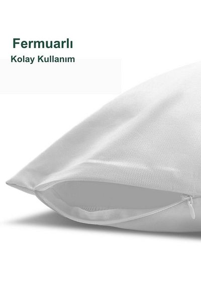 VESSİNOHOME Cotton 2-Piece 50x70 White Pillowcase Inner Lining, Zippered Pillow Case, 2-Piece Pillow Mattress