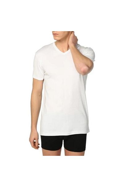 GÜMÜŞ Men's Silver V-Neck Short Sleeve Undershirt - 3 Pieces Undershirt 4051