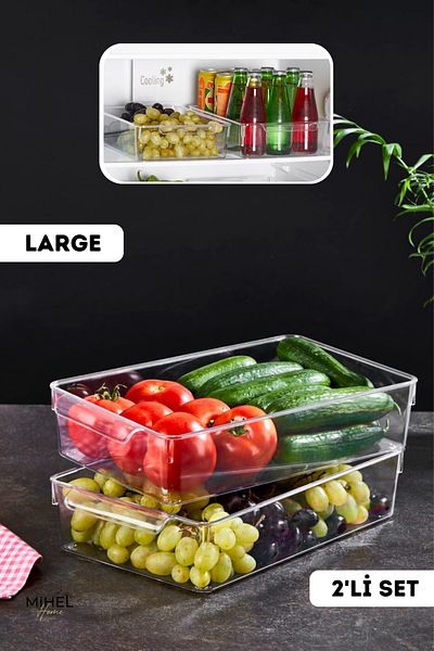 MİHEL Gloss 2-Piece Large Coverless Refrigerator & Closet Organizer