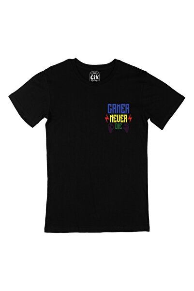 Cix Mavii Gamer Never Die Pocket Logo Design Black T-Shirt