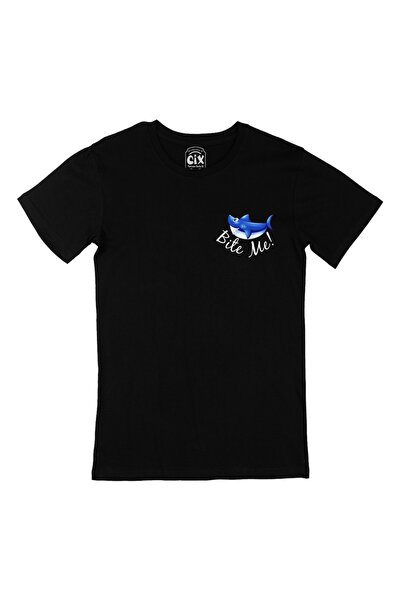 Cix Black T-Shirt with Bite Me Pocket Logo Design