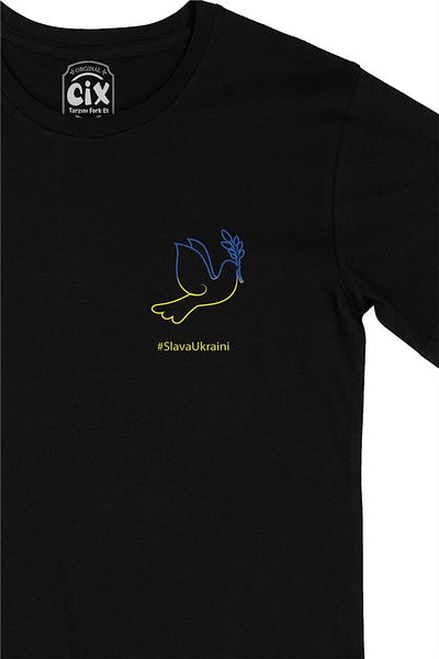 Cix Tricou negru cu logo Slava Ukrain cu design de buzunar