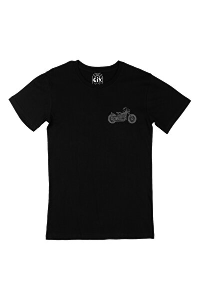 Cix Black T-Shirt with Chopper Motor Pocket Logo Design