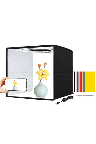 Coverzone Mini Fotoğraf Stüdyosu Işık Kutusu 40cm x 40cm Fotoğraf Çekim Çadırı Taşınabilir Katlanabilir