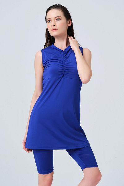 ALFASA Zero Sleeve Semi Covered Swimsuit with Gather Detail on the Front
