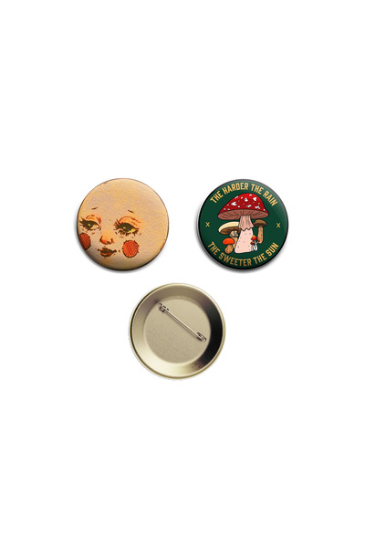 Nemika قطعتان من شارة الفطر Fairycore Y2K - شارة زر بإبرة 44 مم