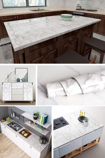 Hombak Model de marmură autoadeziv pentru bucătărie, baie, blat, perete și ma...