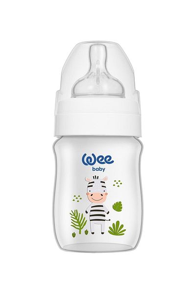 Wee Baby Gray Zebra Patterned Safari Pp Baby Bottle - 150 ml