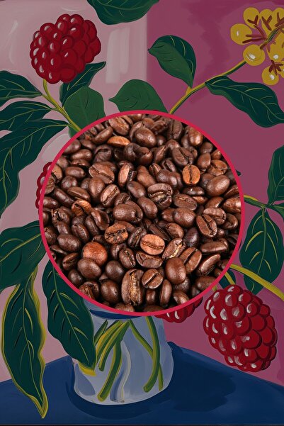 Mim and More Raspberry Coffee - Ahududu Aromalı Kahve Çekirdek Kahve, 200 gr