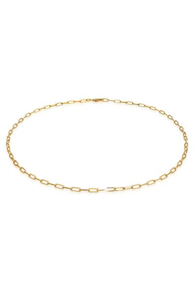 ELLI Kolye Bayan Bağlantılar Oval Kaba Temel Zincir Minimal Trend 925 Ayar Gümüş