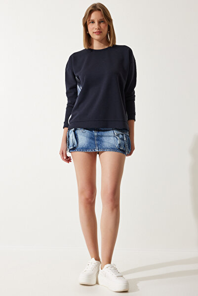 Happiness İstanbul Dámská tmavě modrá popelínová mikina MC00274