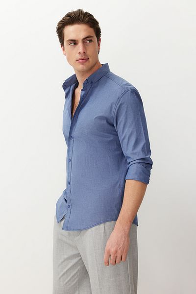 Trendyol Collection Синя лятна риза Slim Fit - TMNSS24GO00067