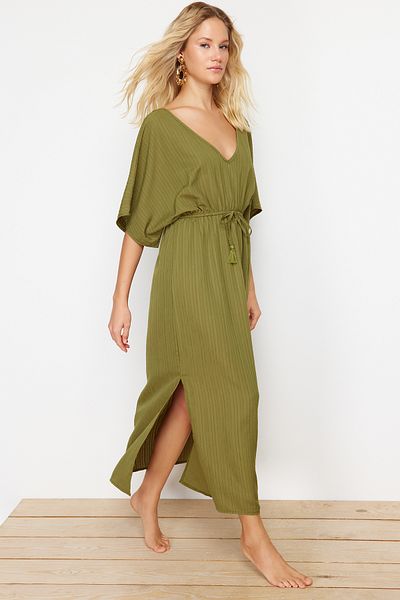 Trendyol Collection Khaki Maxi szőtt kötött strandruha TBESS24EL00084