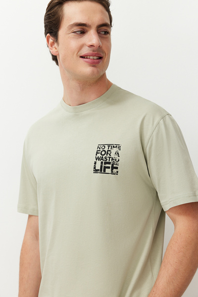 Trendyol Collection Μπλουζάκι Crew Neck Mint Oversize Printed T-Shirt - TMNSS21TS1685