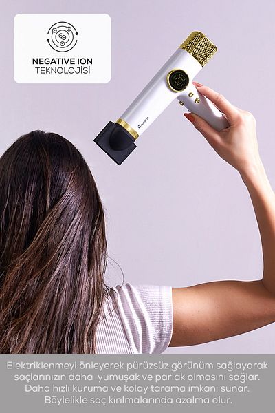 Karaca Hypersonic Hair Dryer D6 Water ION White Gold
