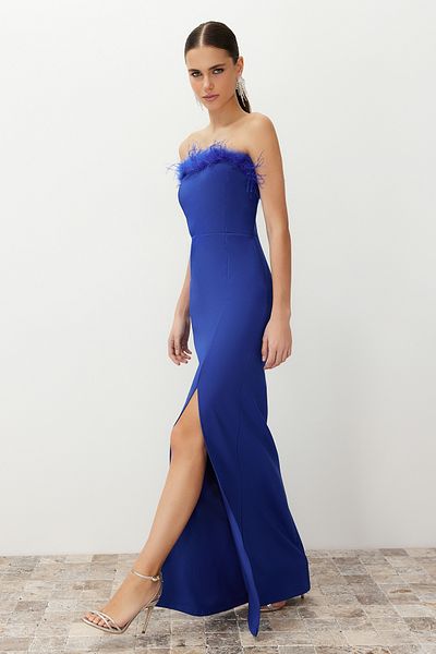 Trendyol Collection Přiléhavé večerní tkané večerní šaty Otrişli Tprss22Ae0095