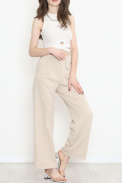 Yasaba Accessories Beige Palazzo Trousers - Waist Collar 20856.683