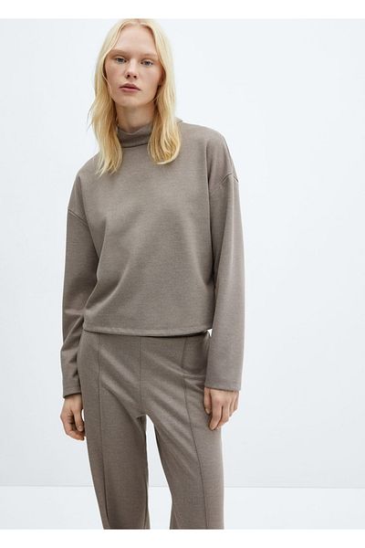 MANGO Woman Rolák Degaje mikina s límečkem
