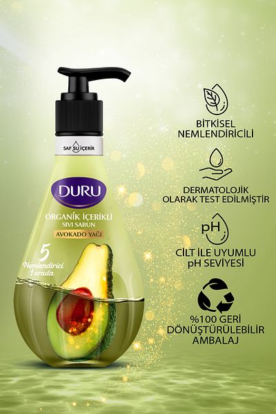 Duru Avocado Liquid Soap with Organic Content 3x500ml