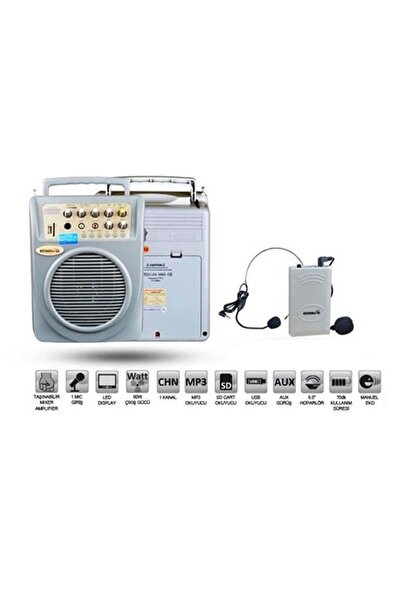Osw-8107 Y Seyyar Portatif Şarjlı Anfi Yaka Mikrofonlu