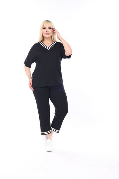xlargebutik Black Super Badralı Large Size Clothing Buluz - Ribbed