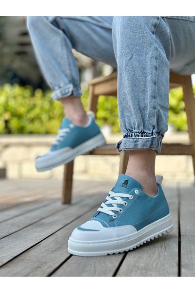 BOA BOA BA0328 - Turquoise Smile Patterned Thick High Sole Sports Men's Shoes