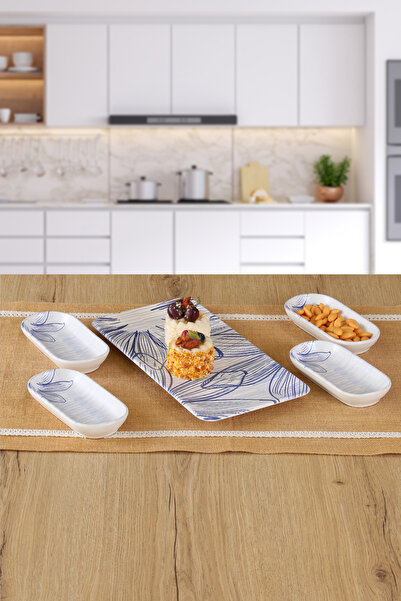 Keramika Alisa 5 Parça Kayık Tabak / Çerezlik-Kahvaltılık Kombin