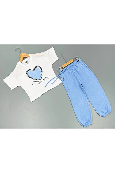 Machetta Girl's Love nyomott, fésült pamut egyszínű mez szövet póló nadrág szett 2 részes