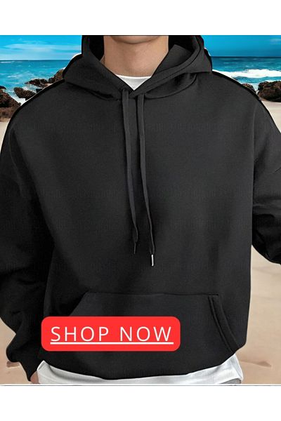 MVStore Oversize Hooded Black Sweatshirt - Kangaroo Pocket Detail