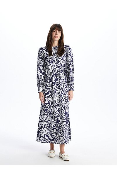 LC Waikiki LCW Prevailing Collar Print Long Sleeve Women's Dress