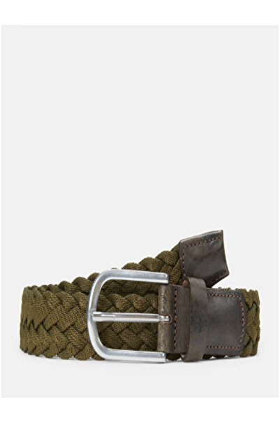 Timberland Men's 1.4 inch/35 mm Buckle Green Knit Belt