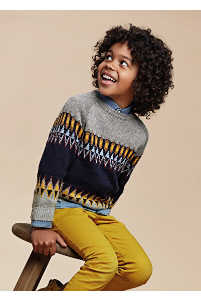 MAYORAL Boy's Sweater-Grey-Navy Blue