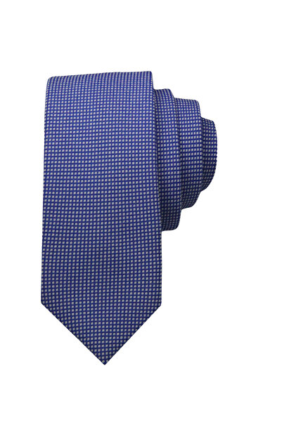 Elegante Cravatte Cravată și batistă de buzunar din țesătură de bumbac de culoare albastră