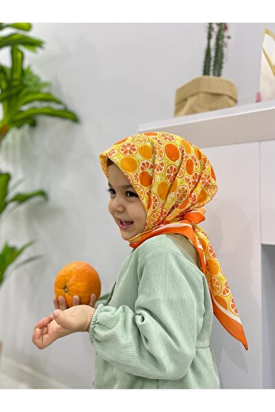 başörtü dükkanı Kids Portakal Desen Eşarp