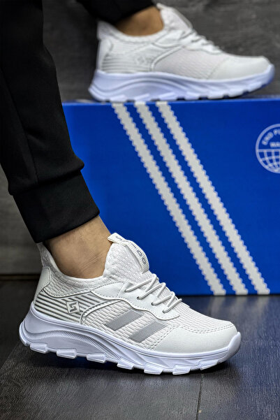 BOUIS Дитячі білі 2-смугові шнуровані ортопедичні еластичні легкі дихаючі уні...