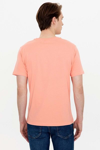 U.S POLO U.S. Polo1358308 Leaf Printed Bsk.collar T-shirt - Salmon - S - St05158-salmon-s