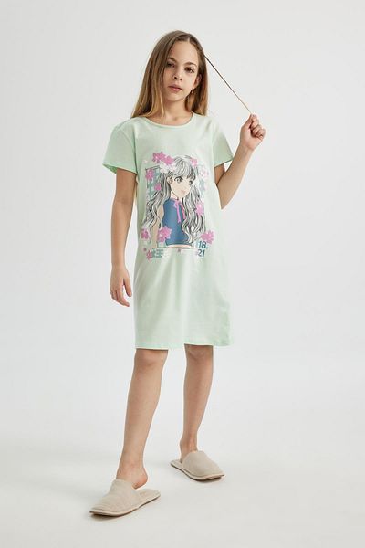 DeFacto Bedrucktes Mädchenkleid mit kurzen Ärmeln C2963A824SM