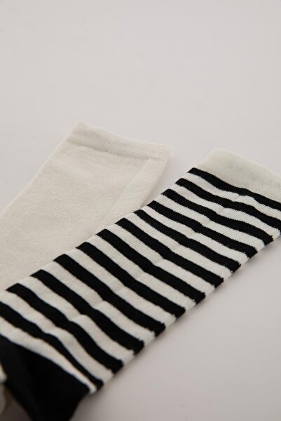 DeFacto Дълги памучни чорапи с щампи от 2 части за момичета C2926a8ns