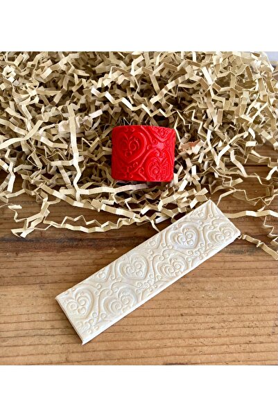 Volala Barok Kalp Desenli Seramik / Polimer Kil Desen Oklavası / Doku Rulosu