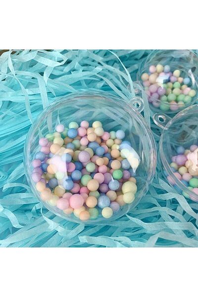 YENİ HEDİYELİK DÜNYAM 6 cm Diameter Plastic Ball - Transparent Decoration and Christmas Ball 4 Pieces